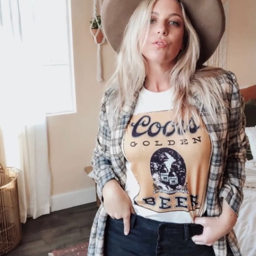 New Coors Golden Beer Vintage Graphic T-Shirt Tee - Picture 5 of 9